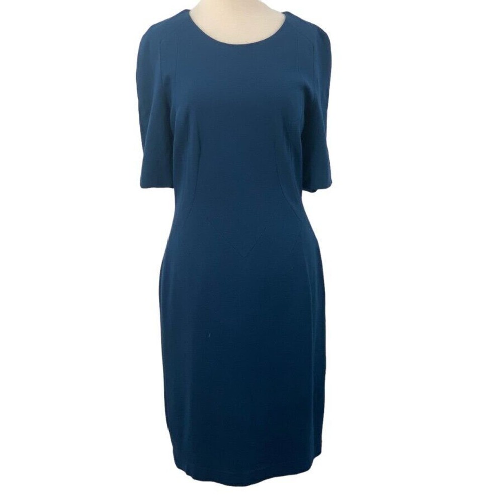 Maggy London Women's Short Sleeve Lined Sheath Dress Blue Size‎ 10